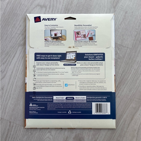 2/$20 AVERY Sticker Project Paper 8.5"x11" for home printer 03383 - Picture 2 of 3